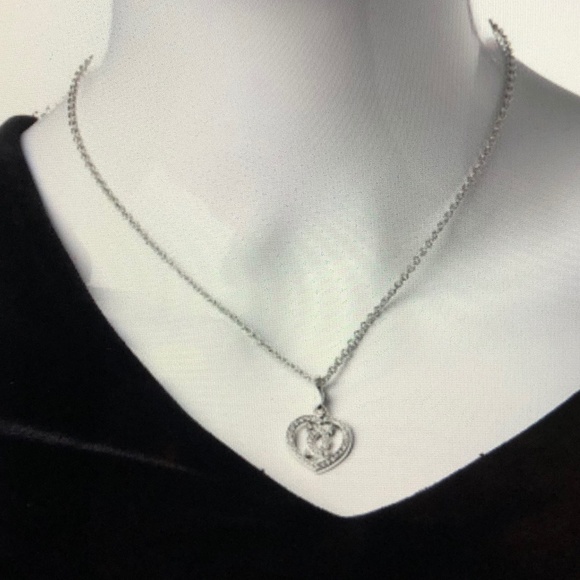 CARTIER 18K White Gold Diamond Heart Double C Pendant Necklace - Picture 3 of 12